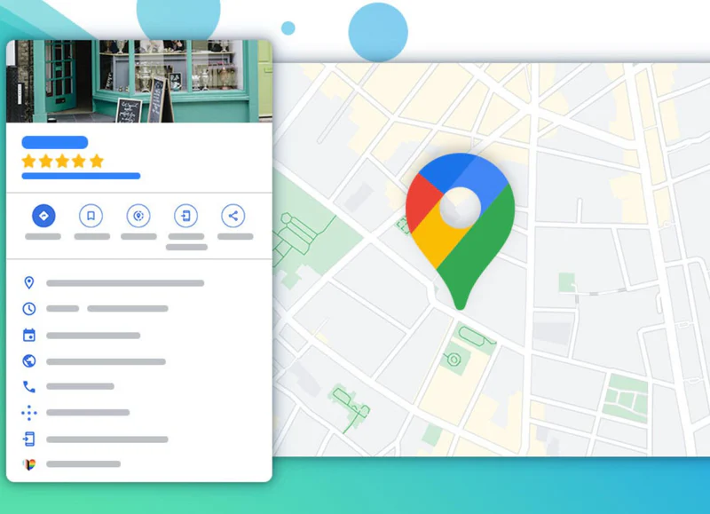 Google Maps showing verified business listing with customer information panel and map location